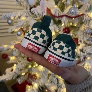 Green Checkerboard Baby Slip-On Vans